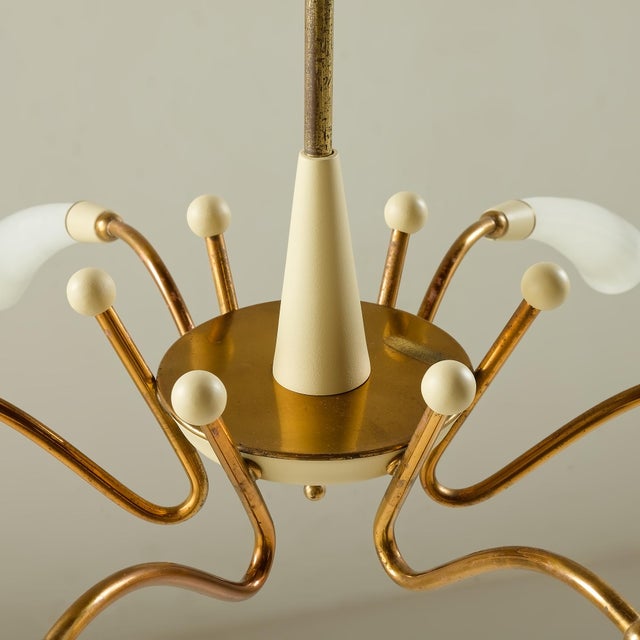 Mid-Century Modern Mid-Century Modern Italian Spider Pendant Light in Brass and Murano Glass, 1950s For Sale - Image 3 of 9