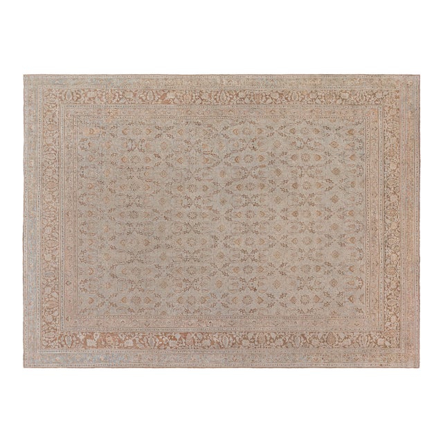 Vintage Persian Meshad Handmade Wool Rug For Sale