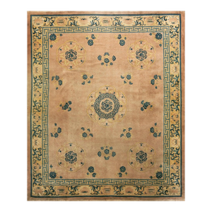 Lovely Light Pink and Beige Color With Special Florid Design Antique Chinese Rug