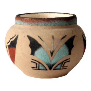 Vintage Navajo Sand Art Butterfly Vase