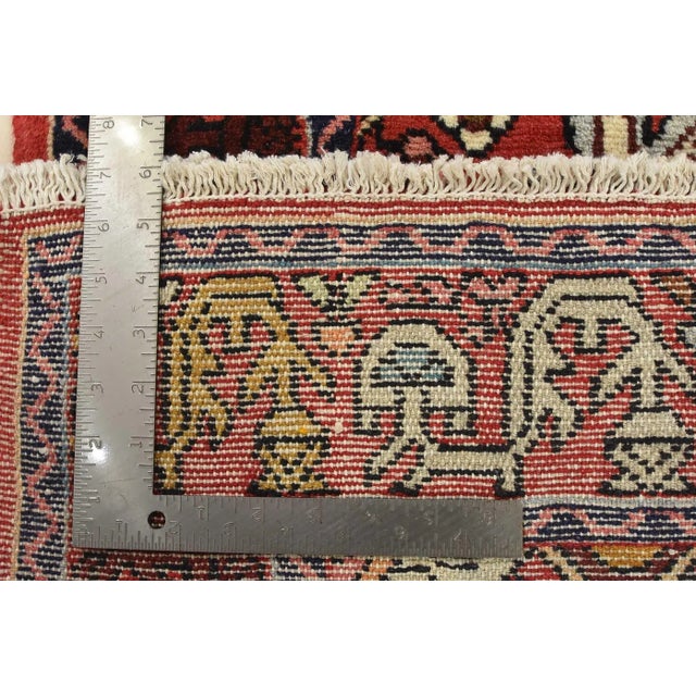 Hamedan Rug 3'5'' X 5' Ivory Wool Vintage Tribal Hand-Knotted Oriental Carpet For Sale - Image 12 of 12