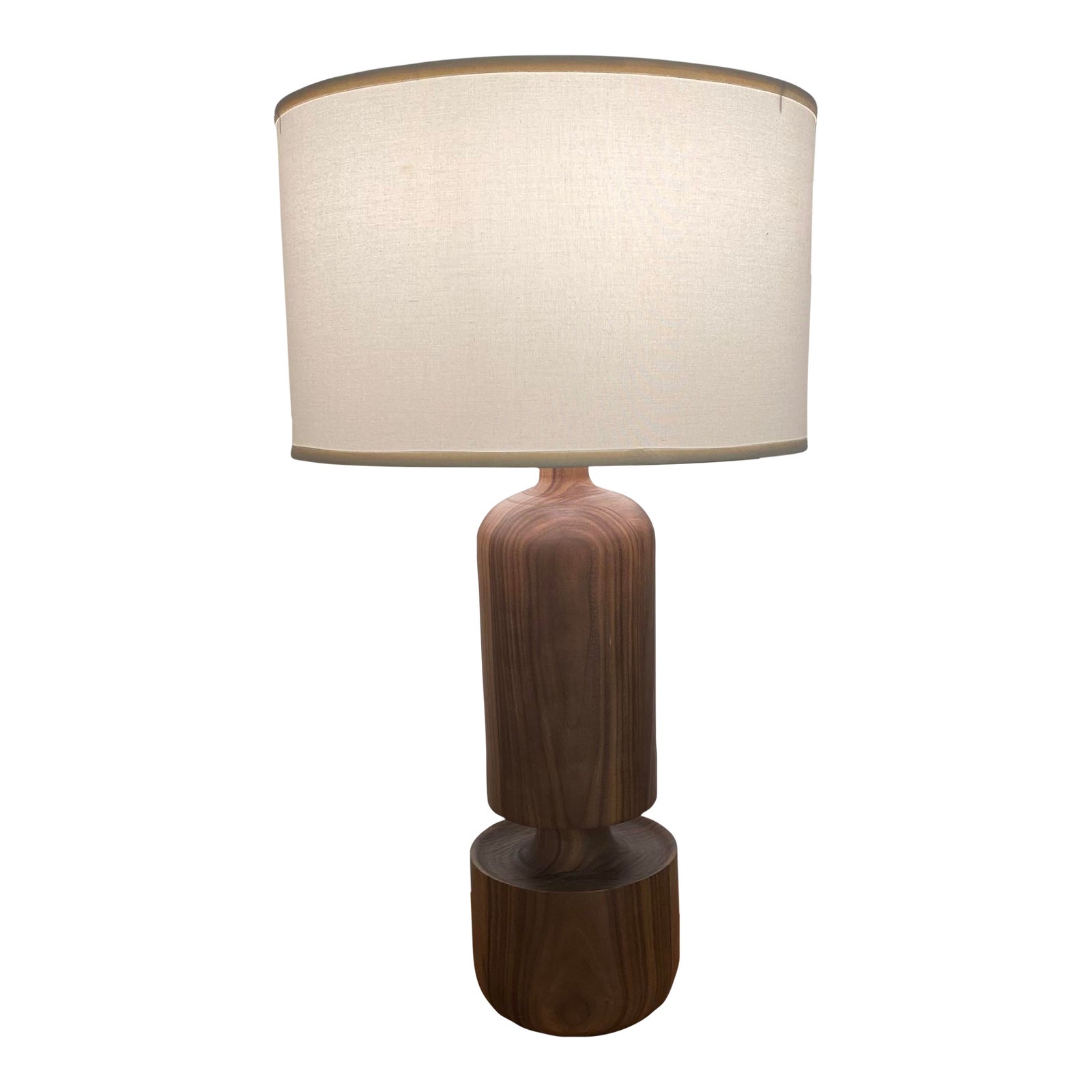 Studio Made Turned Wood Walnut Wooden Table Lamp Michael Rozell Model B