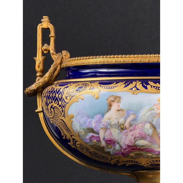 French Cobalt Blue Porcelain Urn Vase by Delinière, 1880-1900 For Sale - Image 6 of 13