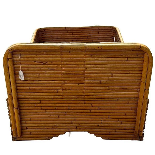 1940s Restored Art Deco 15-Strand Stacked Rattan Bed Twin Bed Frame Headboard, 2 Available For Sale - Image 5 of 9