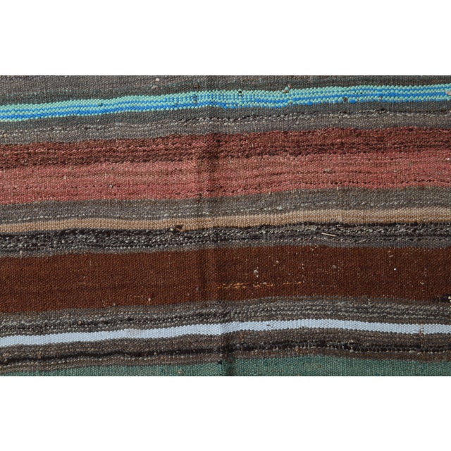 1970s 1970s Vintage Handmade Wool Cotton Brown Runner Rug For Sale - Image 5 of 11