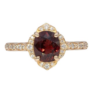 2.2Ct Red Spinel Ring With Earth-Mined Diamond Accents: Solid 14k Gold, Size 6.75 For Sale