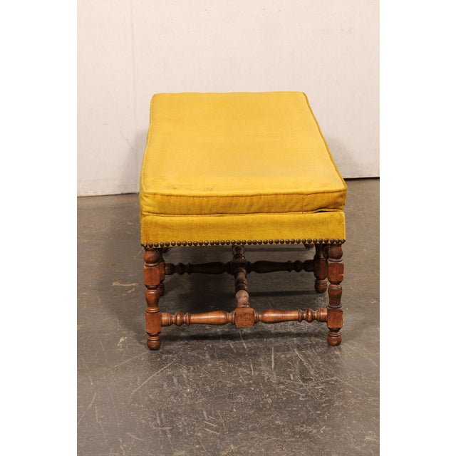 Brown French Upholstered 5 Ft Bench, Mid 20th C. For Sale - Image 8 of 11