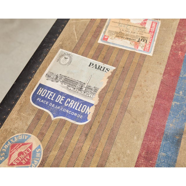 Louis Vuitton Style Steamer Hat Trunk by Crouch & Fitzgerald For Sale - Image 11 of 18