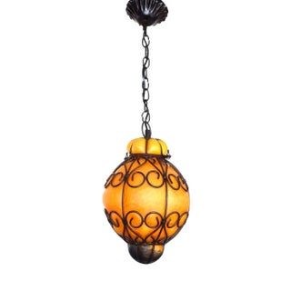 Vintage Pate De Verre Hanging Light in Metal, 1970s For Sale