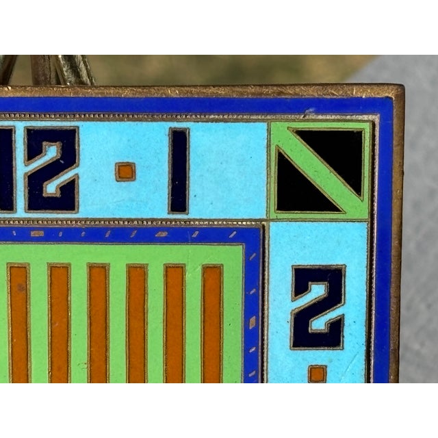 Tiffany Blue Late 19th C. Enamel on Copper Clock Face - Objet / Ornament on Stand For Sale - Image 8 of 11