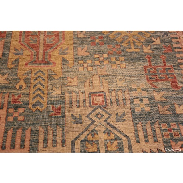 Tribal Animal Geometric Design Contemporary Modern Rustic Area Rug For Sale - Image 9 of 9