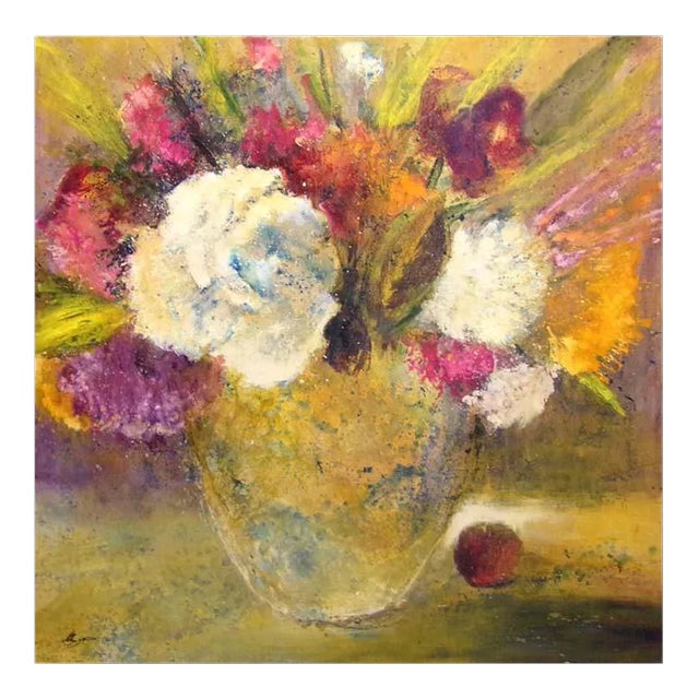 "Le Fleurs I" Helen Zarin Botanical Oil Painting For Sale