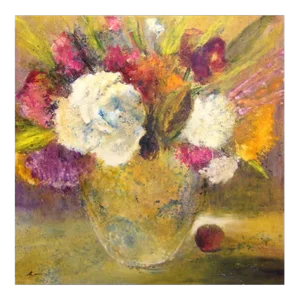 "Le Fleurs I" Helen Zarin Botanical Oil Painting