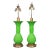 French Green Opaline Glass Table Lamps - A Pair For Sale