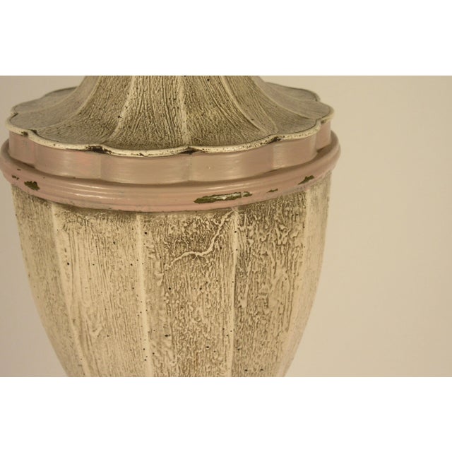 Sculpture Materials 1950s Large Pink Plaster Finial Lamps - a Pair For Sale - Image 7 of 13