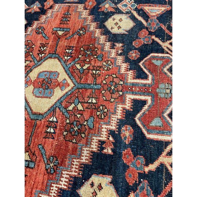 1930s NW Bakshayesh Rug in Navy, Clay, Terracotta 5 x 7 For Sale - Image 5 of 13