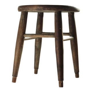 Vintage French Carved Milking Stool For Sale