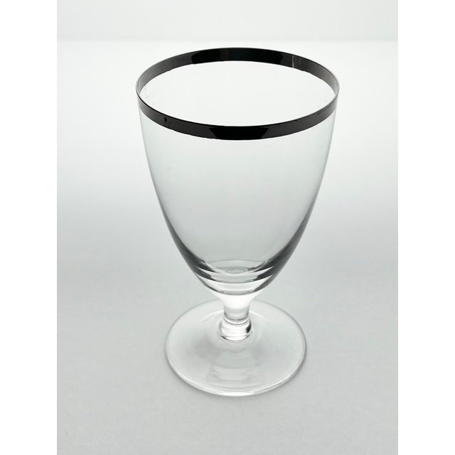 1960s 1960s Mid-Century Vintage Minimalist 3 Silver Rim Footed Juice Glasses For Sale - Image 5 of 6