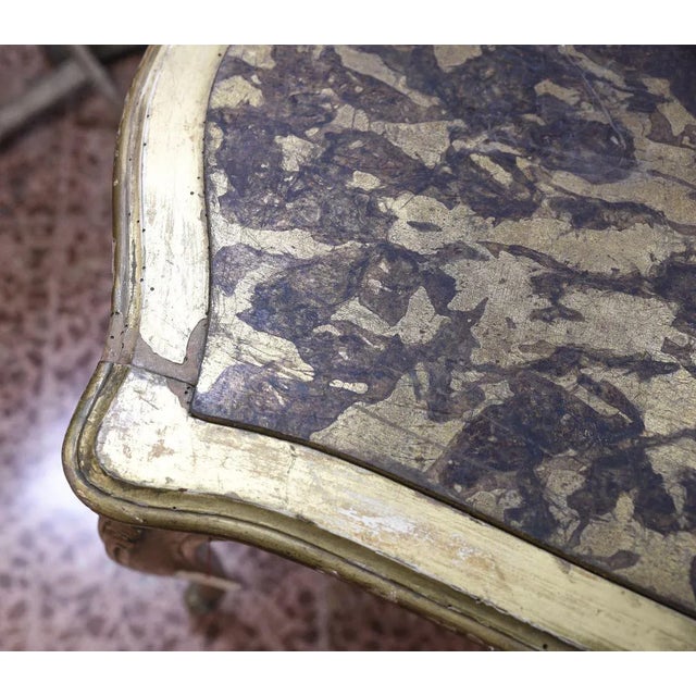 1940s Golden Table with Faux Marble Shelf For Sale - Image 5 of 9