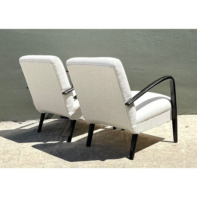 Wood Vintage MCM Black Wood Lounge Chairs - Pair For Sale - Image 7 of 13