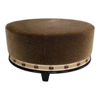 A. Rudin 36" Round Mohair Ottoman For Sale