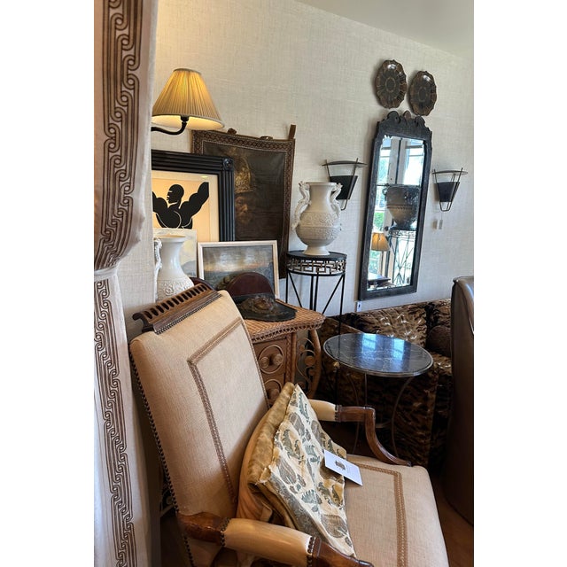 Pair of Regency-Style Art-Deco Forged Iron Pedestals Stands With Greek Keys For Sale - Image 4 of 11