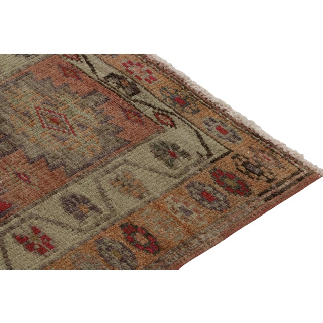 1950s Vintage Turkish Runner in Beige-Brown, Rust Red and Gold Tribal Patterns For Sale - Image 5 of 7