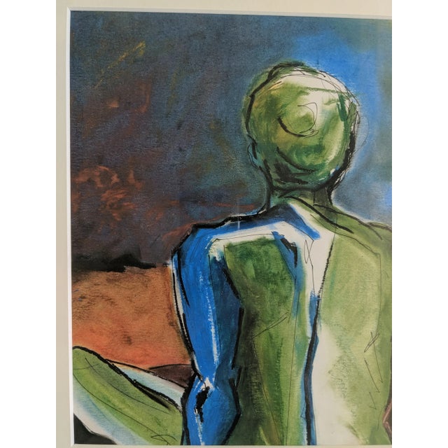 Blue Original Nude Woman Figural Painting "From the Back" Signed by the Artist and Framed For Sale - Image 8 of 11