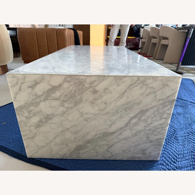 Williams-Sonoma Williams Sonoma Pierre White Marble Coffee Table (56") For Sale - Image 4 of 9