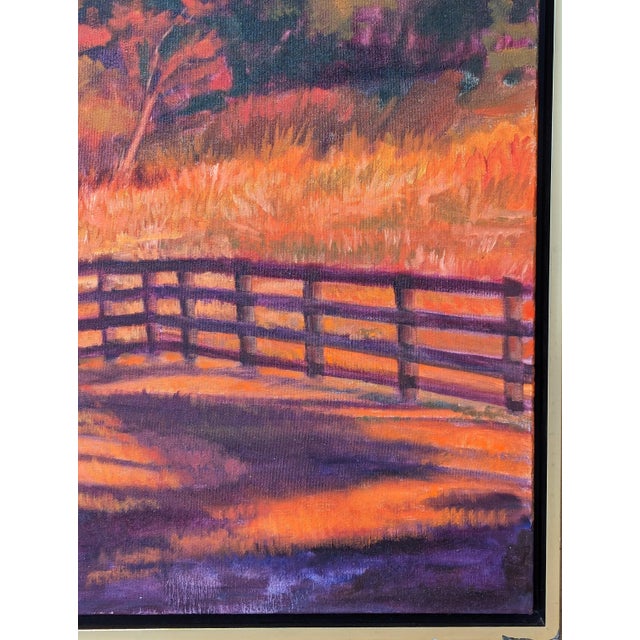 Textile Nancy Paris Pruden "Orange Light" Contemporary Naturalistic Forested Nature Path Landscape Painting, 2020s For Sale - Image 7 of 11