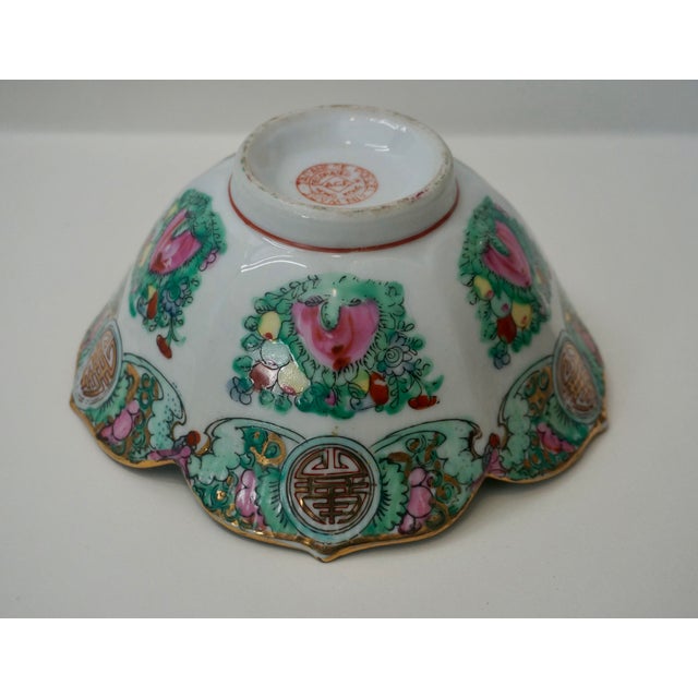 Mid 20th Century Vintage Mid-Century Famille Rose Porcelain Bowl - Hand-Decorated in Hong Kong For Sale - Image 5 of 6