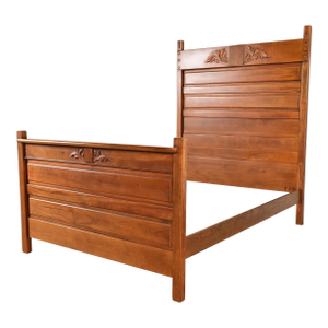 Herter Brothers Style Antique Eastlake Victorian Carved Walnut Full Size Bed, Circa 1880s