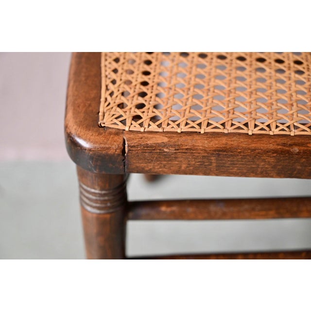 Antique Bistro Turned Wood Chair with Rattan Caning, 1900 For Sale - Image 6 of 12
