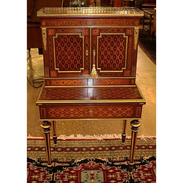 ​19th Century French Rosewood Inlaid Louis XVI Ladies Desk Bonheur Du Jour Dimensions : 30" Wide X 19" Deep X 52.75" Tall...