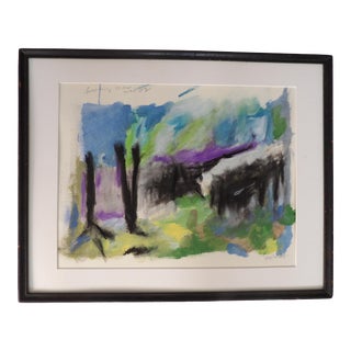 Early 21st Century Abstract Expressionist Style Landscape Pastel Drawing, Framed For Sale