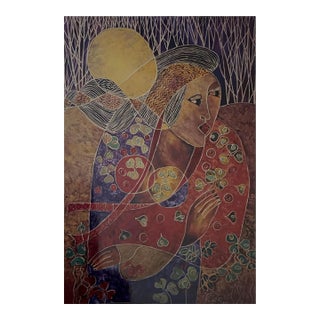 Late 20th Century Artist Anna Huong Oil on Canvas Painting For Sale