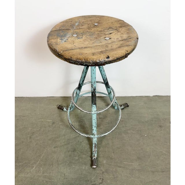Mid-Century Modern Industrial Green Workshop Stool, 1960s For Sale - Image 3 of 18