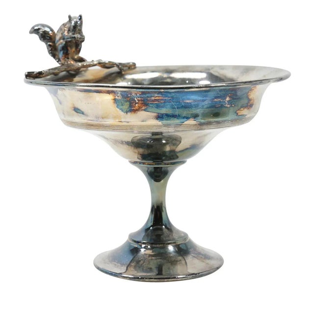 Edwardian Age Sheffield Silver Plate Nut Dish with Squirrel figure, Marked. 1920’s England.