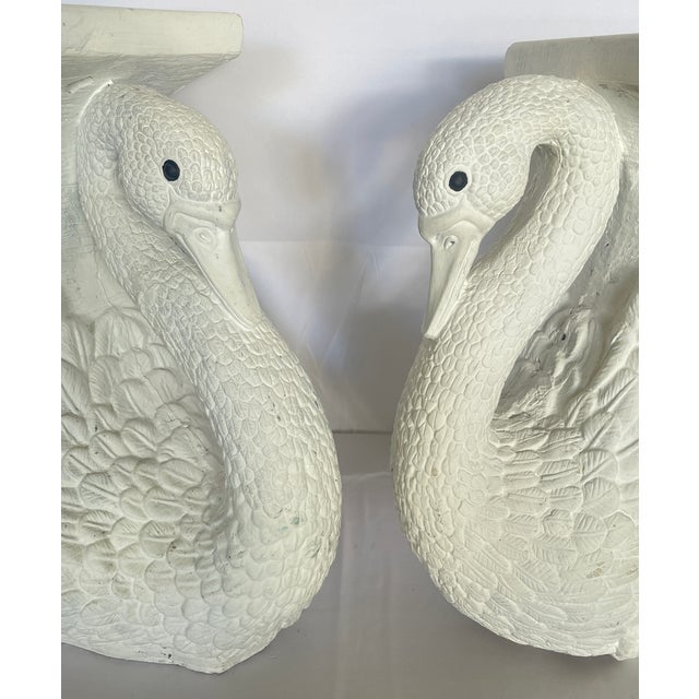 Pair Plaster Swan Garden Stools, Martini Tables For Sale - Image 11 of 14
