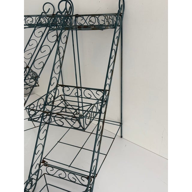 Farmhouse Vintage Three-Tier Wrought Iron Plant Stands – Pair For Sale - Image 3 of 13
