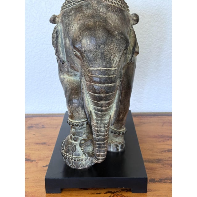 Indian Large Resin Adorned Asian Elephant Statue 17" For Sale - Image 3 of 9
