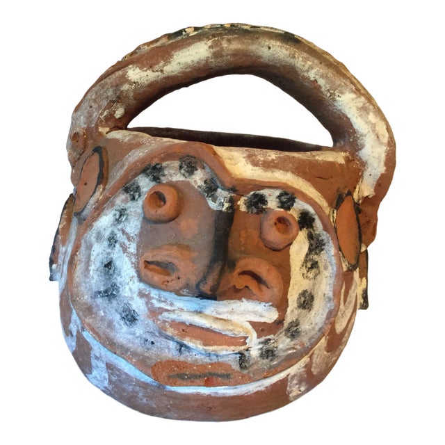 Picasso Style Oceanic Sepik Painted Pottery Vessel For Sale