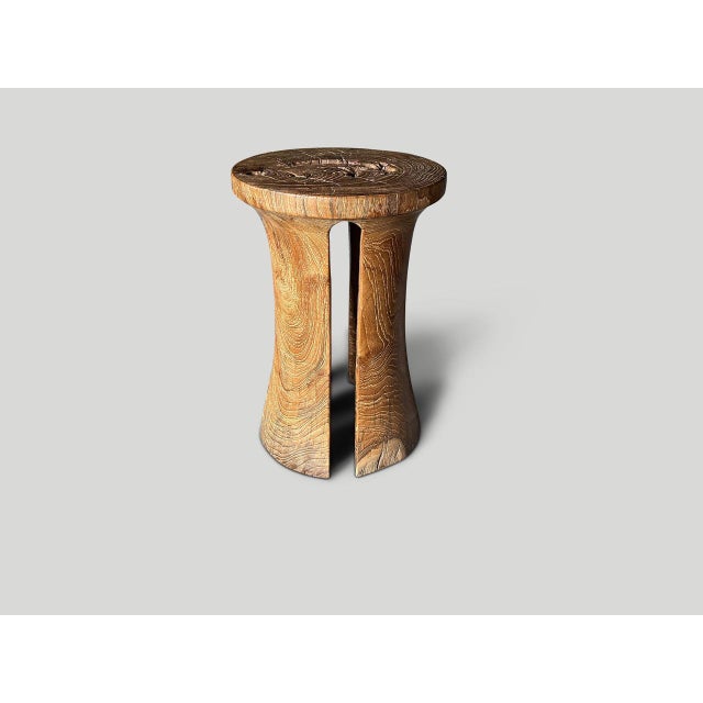 Andrianna Shamaris Sculptural Teak Wood Side Table or Pedestal For Sale - Image 13 of 18