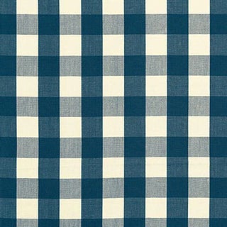 Schumacher Camden Cotton Check Fabric in Indigo For Sale