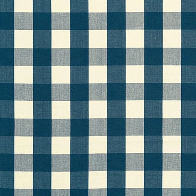 Schumacher Camden Cotton Check Fabric in Indigo For Sale