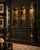 Hollywood Regency Mid 20th Century Emerald City Curved Glass Display Hutch / Hollywood Regency China Cabinet in Oxidized Emerald & Gold For Sale - Image 3 of 4