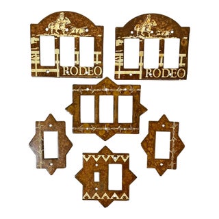 1980s Vintage Southwestern Americana Themed Light Switch and Socket Covers - Set of 6 For Sale