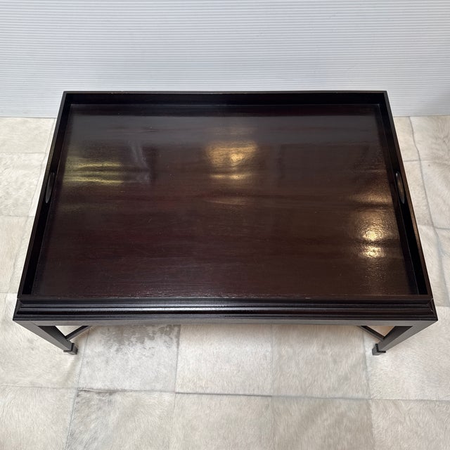 Baker Furniture Company Barbara Barry for Baker Furniture Mahogany Tray-Top Coffee Table For Sale - Image 4 of 12