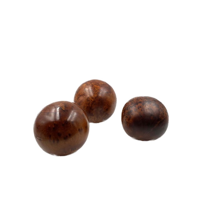 Brown Set of 3 Wooden Spherical Sculptures, France 1960s For Sale - Image 8 of 13