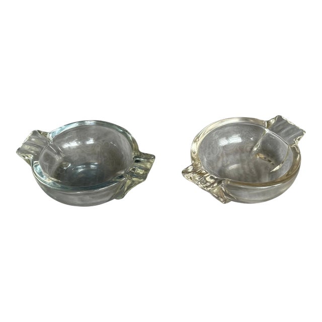 Art Deco Glass Ashtrays Set of 2 For Sale